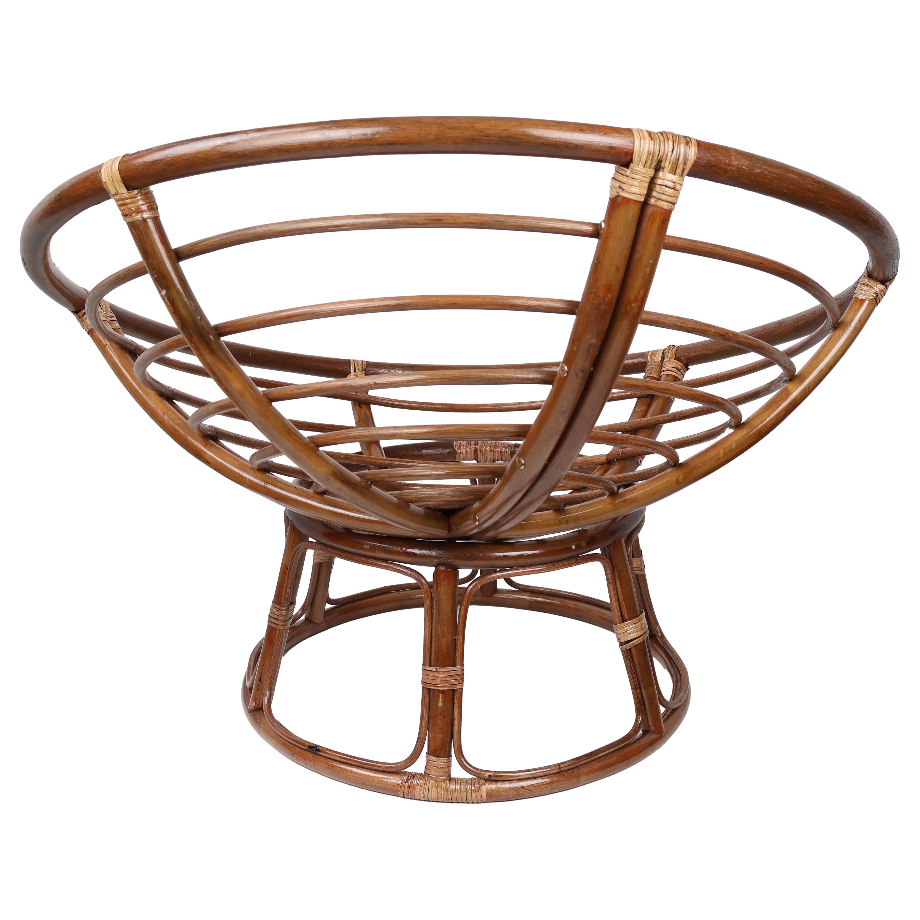 Sedia Papasan in rattan Bali da 42 pollici con cuscino in twill