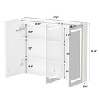 Mobiletto per medicinali da bagno con specchio LED antiappannamento 6000K, mobiletto da parete bianco