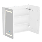 Mobiletto per medicinali da bagno con specchio LED antiappannamento 6000K, mobiletto da parete bianco