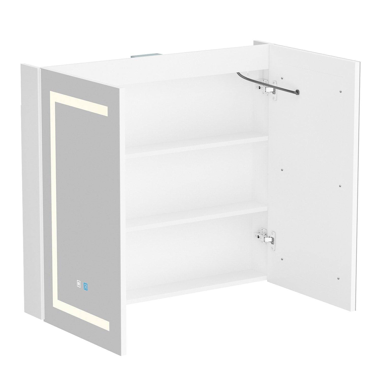 Mobiletto per medicinali da bagno con specchio LED antiappannamento 6000K, mobiletto da parete bianco