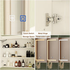 Mobiletto per medicinali da bagno con specchio LED antiappannamento 6000K, mobiletto da parete bianco