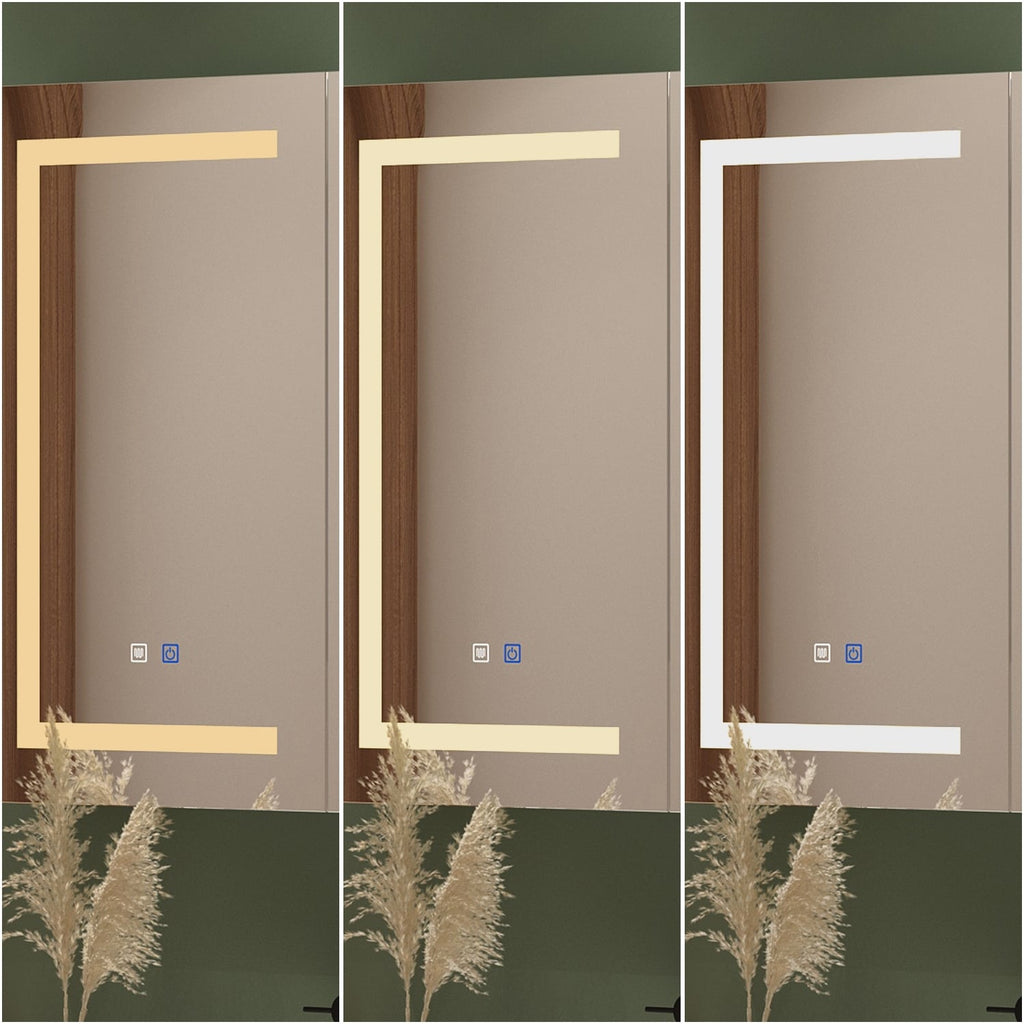 Mobiletto per medicinali da bagno con specchio LED antiappannamento 6000K, mobiletto da parete bianco