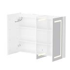 Mobiletto per medicinali da bagno con specchio LED antiappannamento 6000K, mobiletto da parete bianco