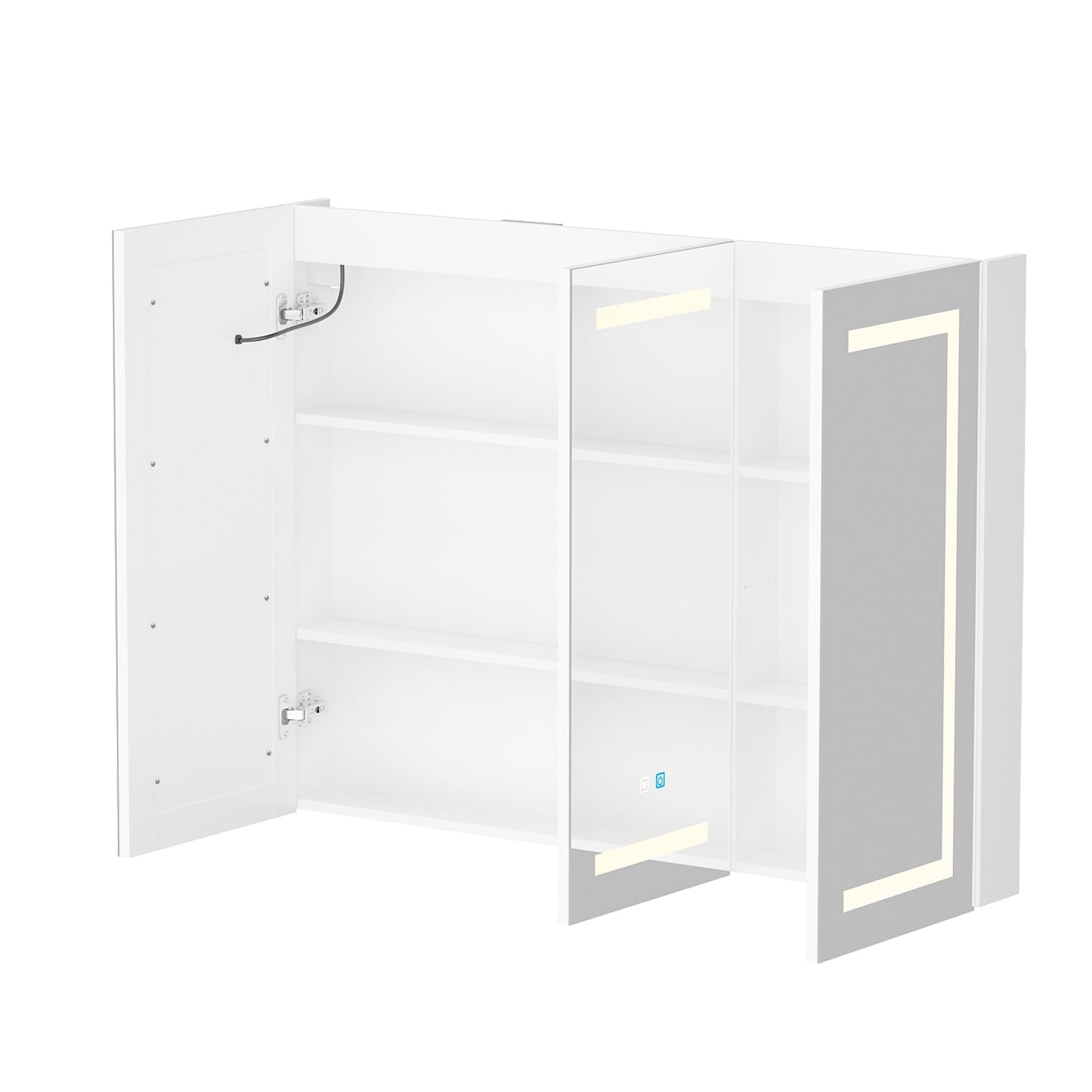 Mobiletto per medicinali da bagno con specchio LED antiappannamento 6000K, mobiletto da parete bianco