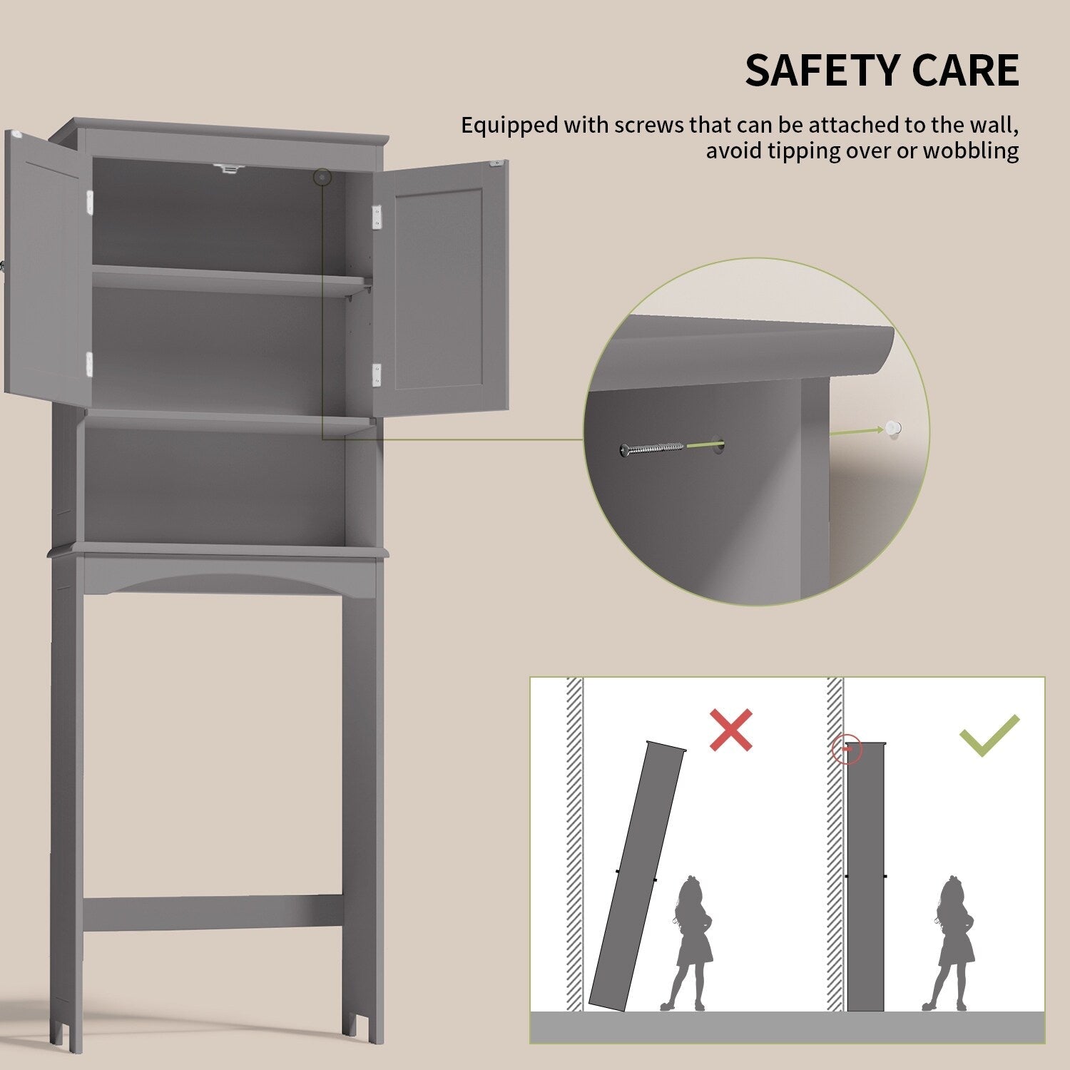 Mobiletto portaoggetti per il bagno, mobiletto portaoggetti per il WC, mensola per il bagno sopra il WC, WC salvaspazio