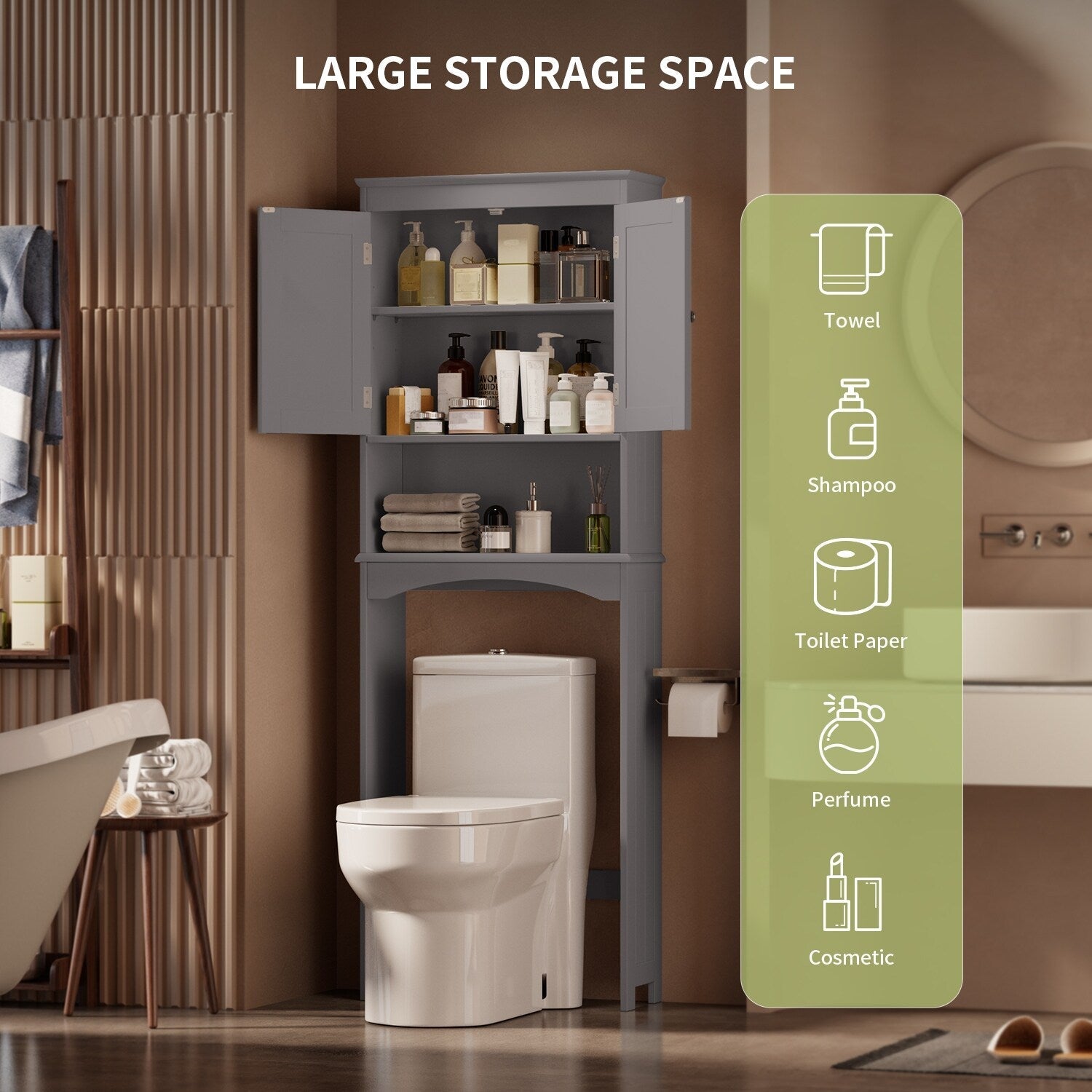 Mobiletto portaoggetti per il bagno, mobiletto portaoggetti per il WC, mensola per il bagno sopra il WC, WC salvaspazio