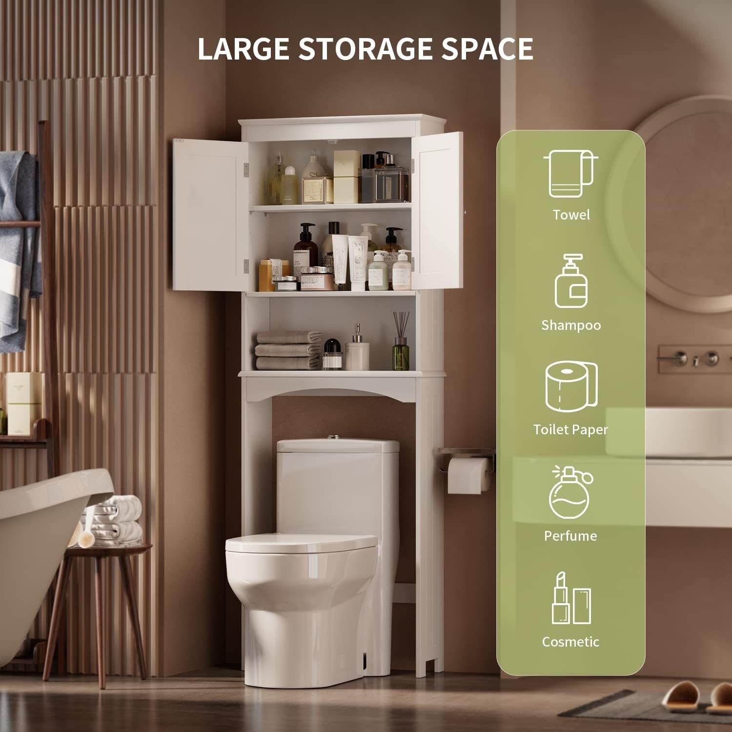 Mobiletto portaoggetti per il bagno, mobiletto portaoggetti per il WC, mensola per il bagno sopra il WC, WC salvaspazio