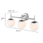 Lampada da bagno a 3 luci 929 Lighting in più finiture con paralumi in vetro opalino