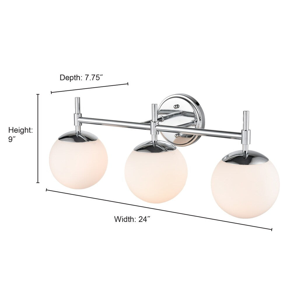 Lampada da bagno a 3 luci 929 Lighting in più finiture con paralumi in vetro opalino