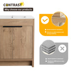 Beingnext 24/30/36 Mobile bagno con lavabo, mobile bagno indipendente con anta a chiusura ammortizzata e ripiano regolabile