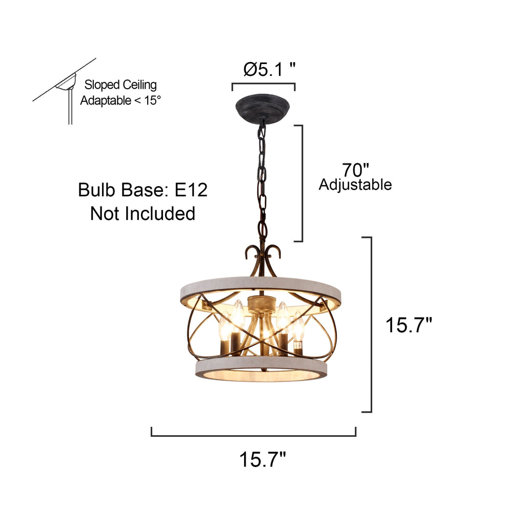 Bella Depot Lampadario rustico in legno a 5 luci con illuminazione dimmerabile, lampada a sospensione regolabile da 15,7 pollici per isola cucina