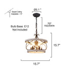 Bella Depot Lampadario rustico in legno a 5 luci con illuminazione dimmerabile, lampada a sospensione regolabile da 15,7 pollici per isola cucina