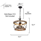Bella Depot Lampadario rustico in legno a 5 luci con illuminazione dimmerabile, lampada a sospensione regolabile da 15,7 pollici per isola cucina