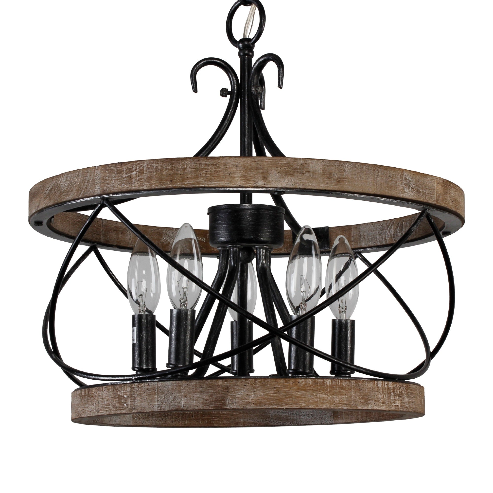 Bella Depot Lampadario rustico in legno a 5 luci con illuminazione dimmerabile, lampada a sospensione regolabile da 15,7 pollici per isola cucina