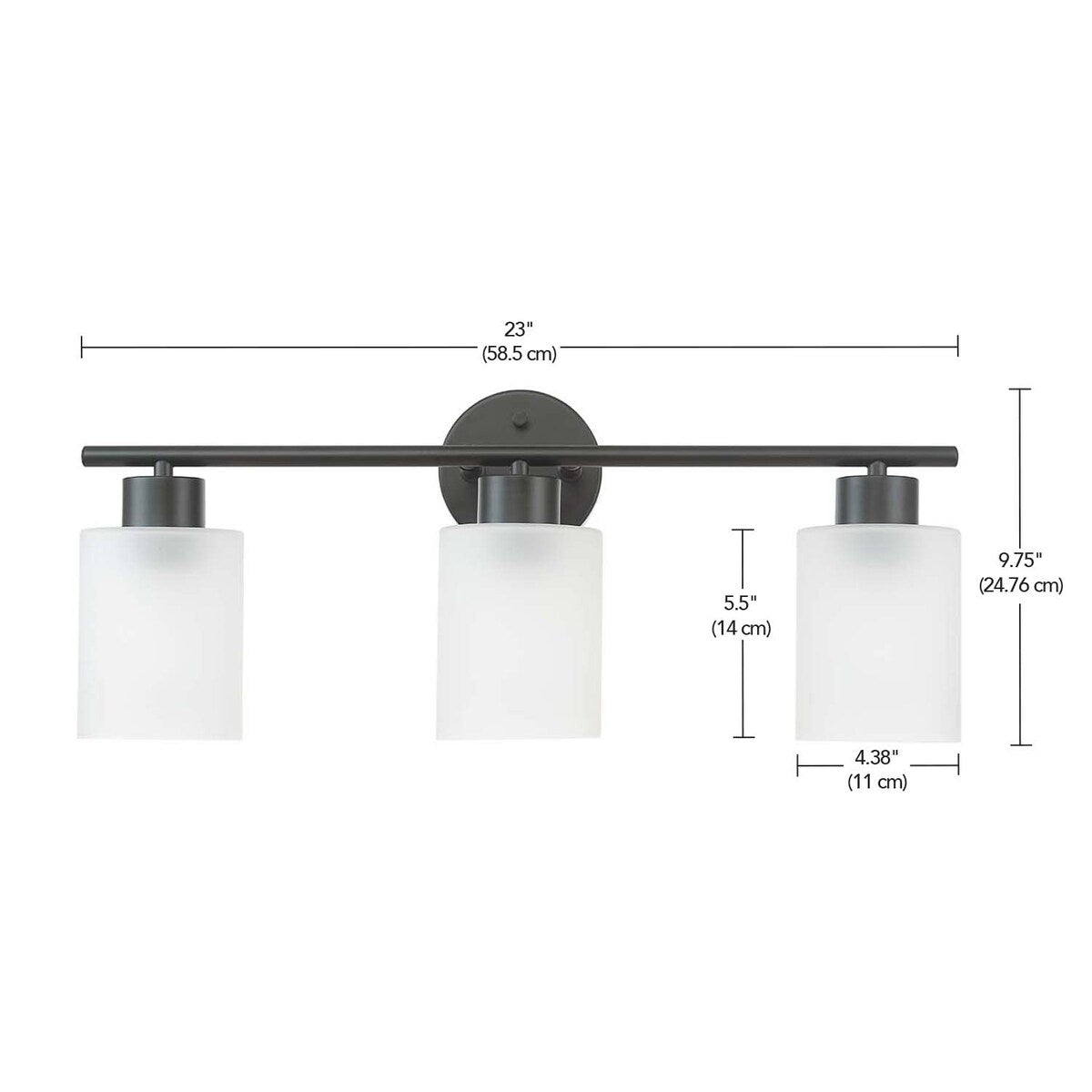 Lampada da bagno Bellevue Lydia a 3 luci, larghezza 23 cm, con finitura satinata