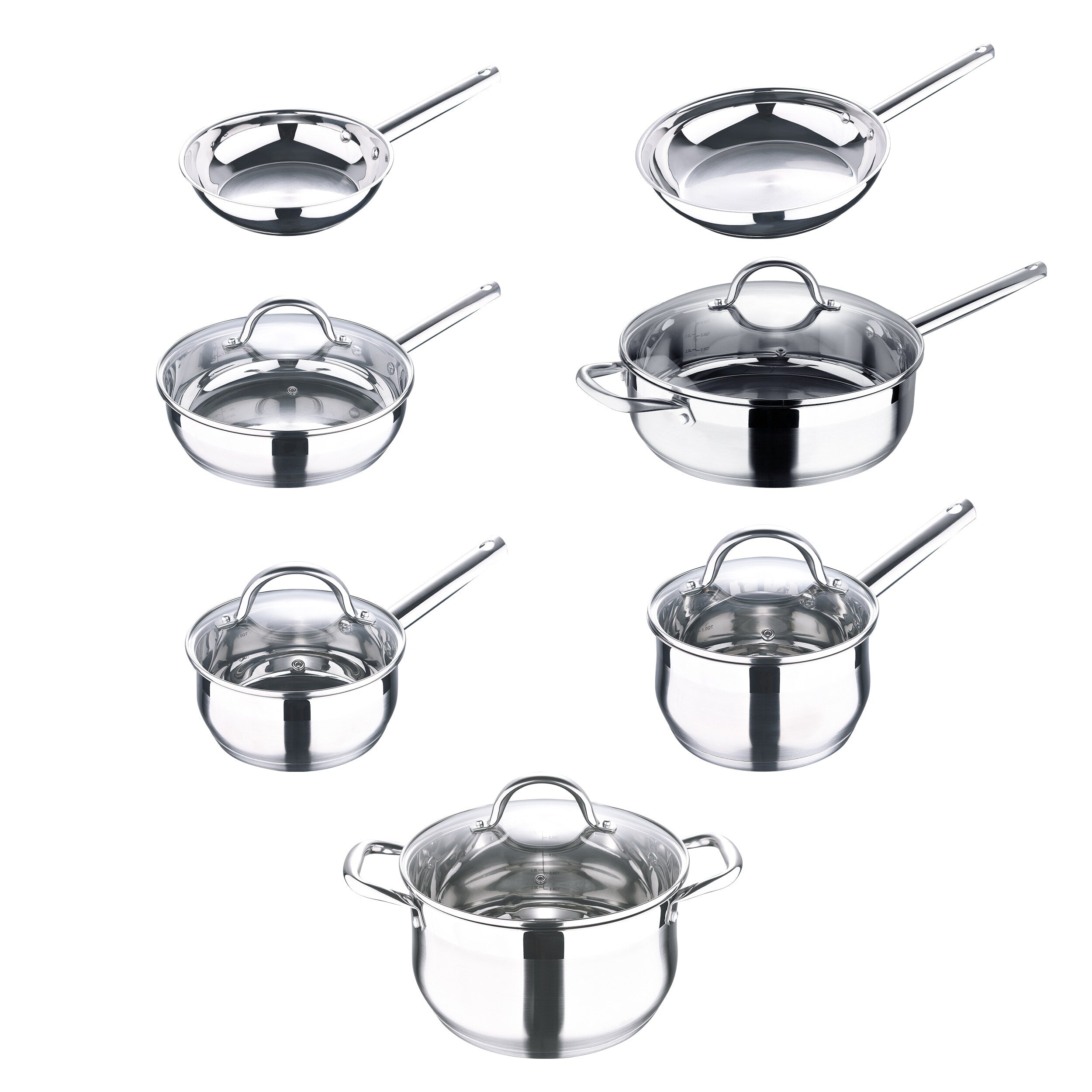 Bergner Set da 12 pezzi in acciaio inox lavabile in lavastoviglie e pronto per l'induzione