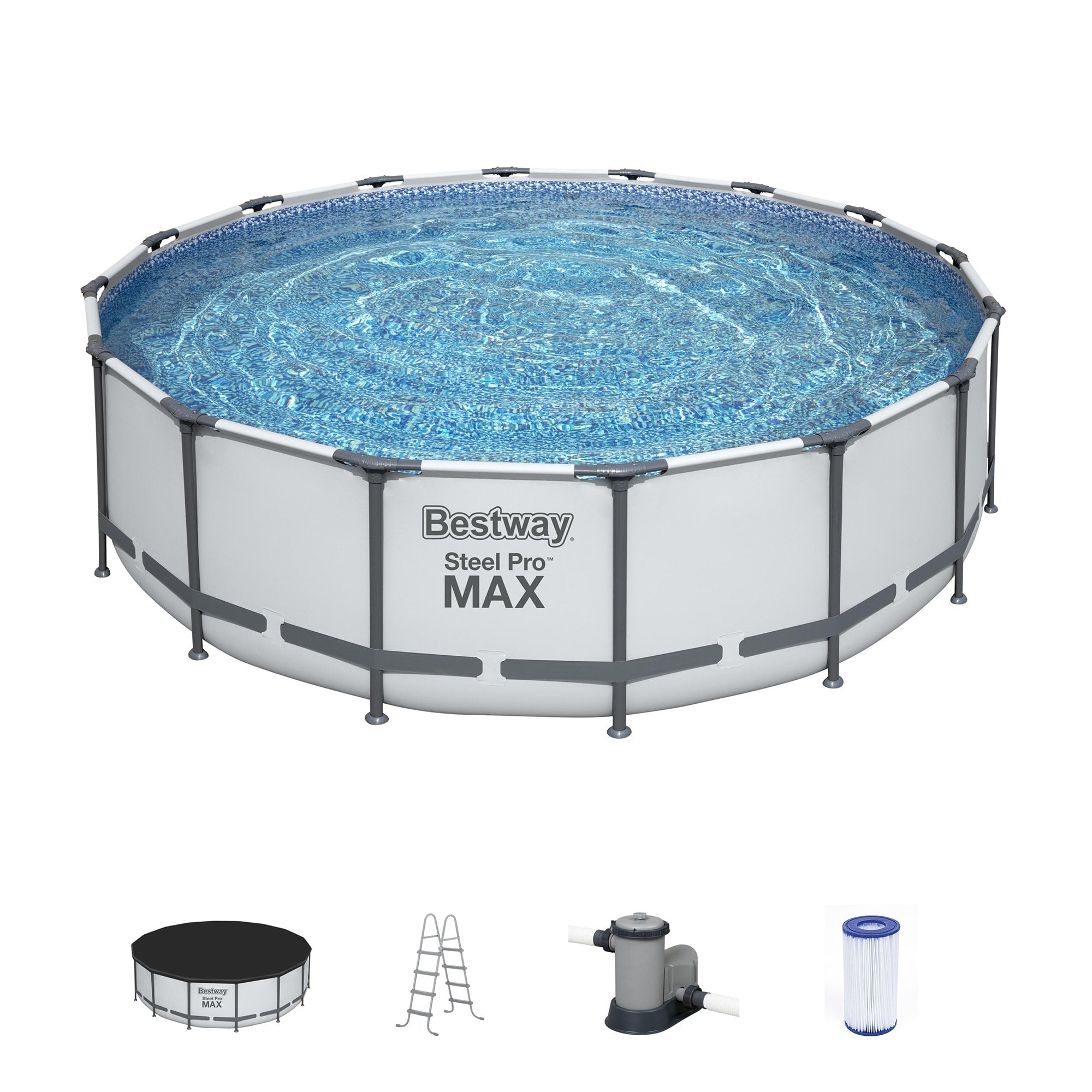 Piscina fuori terra rotonda Bestway Steel Pro MAX con pompa e copertura