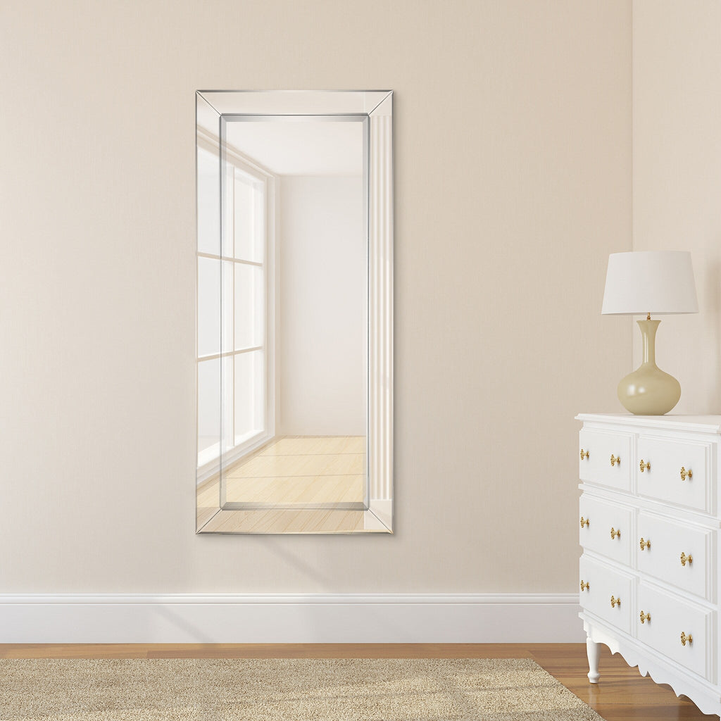 Specchio da parete rettangolare smussato trasparente HD per bagno, toeletta, specchi da camera da letto, 3 misure