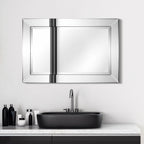 Specchio da parete rettangolare smussato trasparente HD per bagno, toeletta, specchi da camera da letto, 3 misure