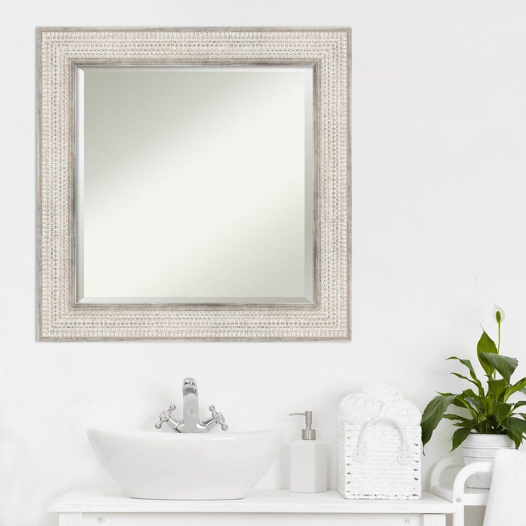 Specchio da parete per bagno in legno bisellato - Cornice Trellis Silver - Trellis Silver