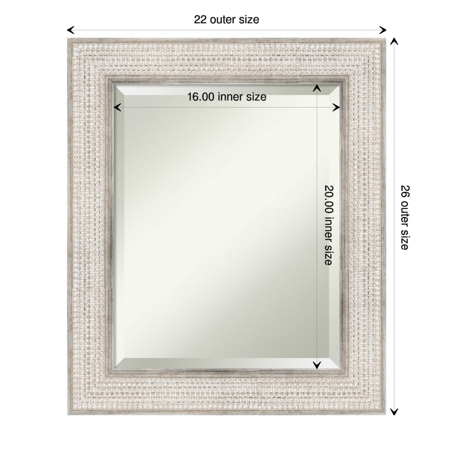 Specchio da parete per bagno in legno bisellato - Cornice Trellis Silver - Trellis Silver