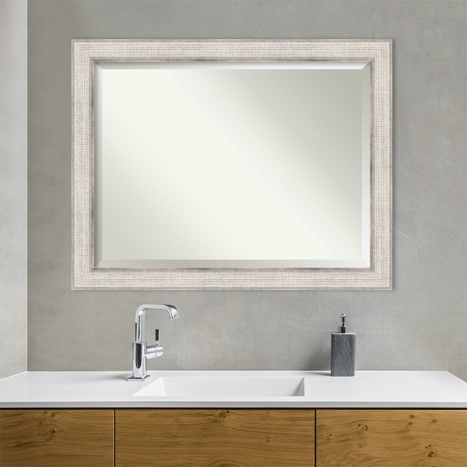 Specchio da parete per bagno in legno bisellato - Cornice Trellis Silver - Trellis Silver