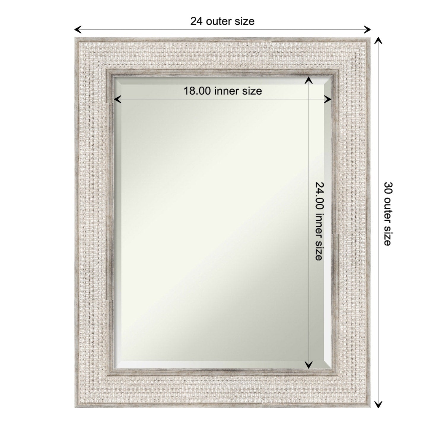 Specchio da parete per bagno in legno bisellato - Cornice Trellis Silver - Trellis Silver