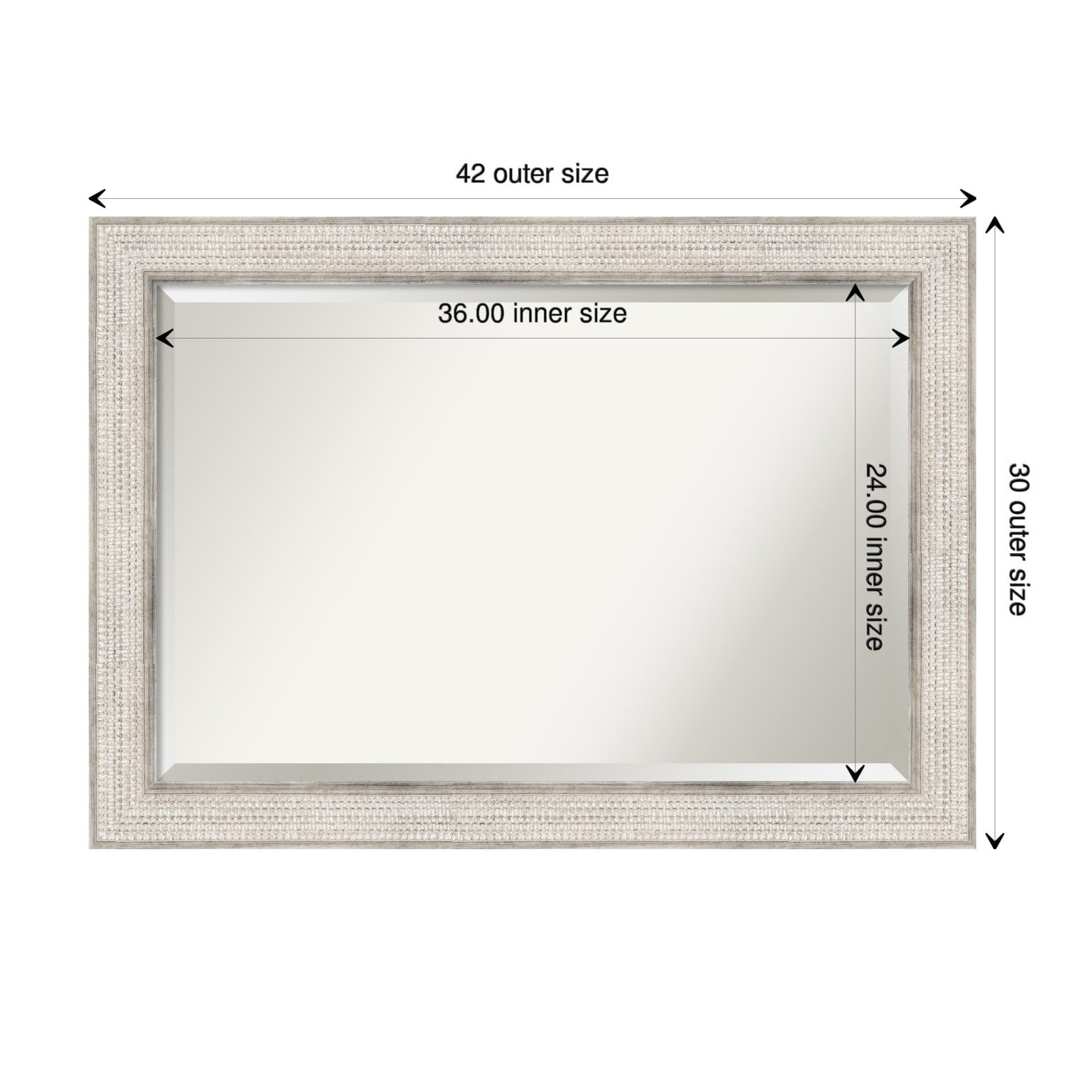 Specchio da parete per bagno in legno bisellato - Cornice Trellis Silver - Trellis Silver