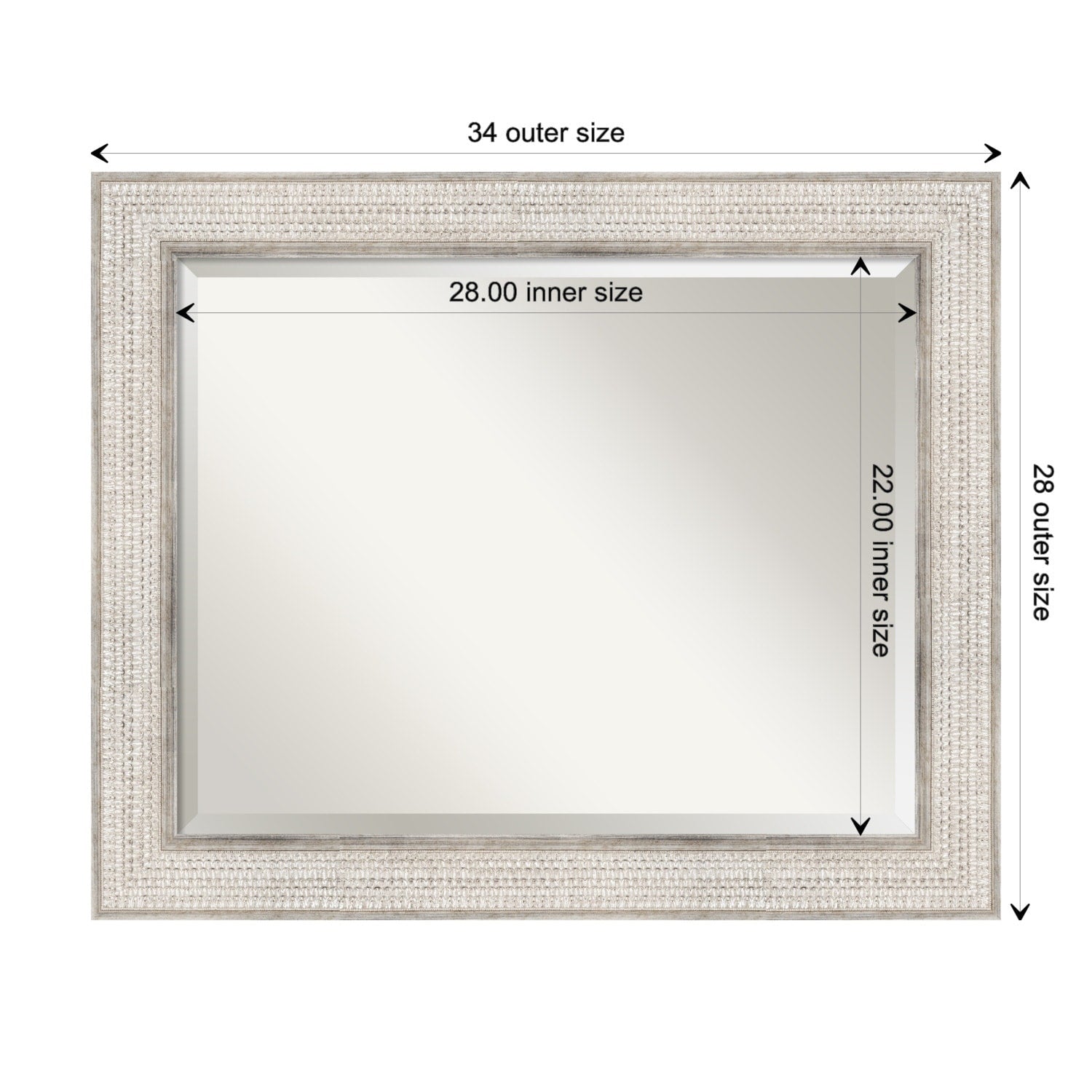Specchio da parete per bagno in legno bisellato - Cornice Trellis Silver - Trellis Silver
