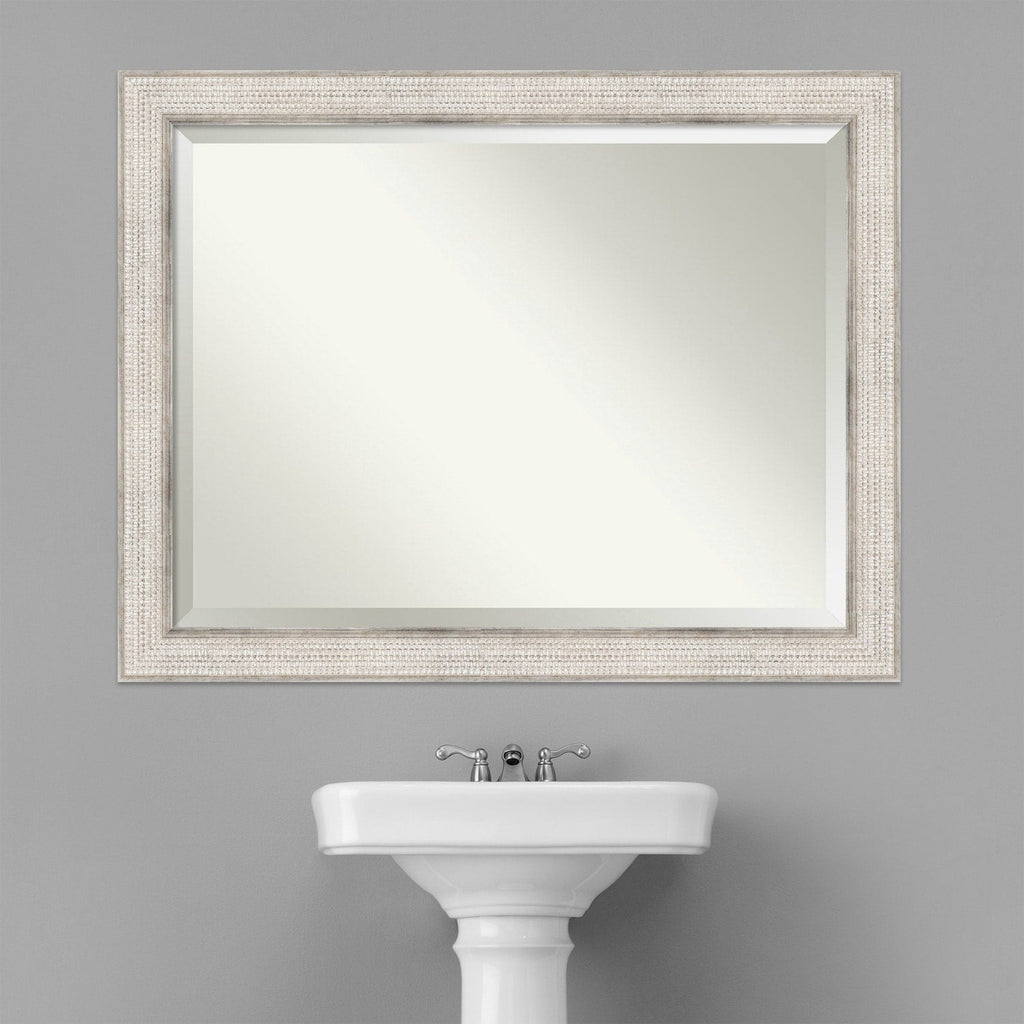 Specchio da parete per bagno in legno bisellato - Cornice Trellis Silver - Trellis Silver