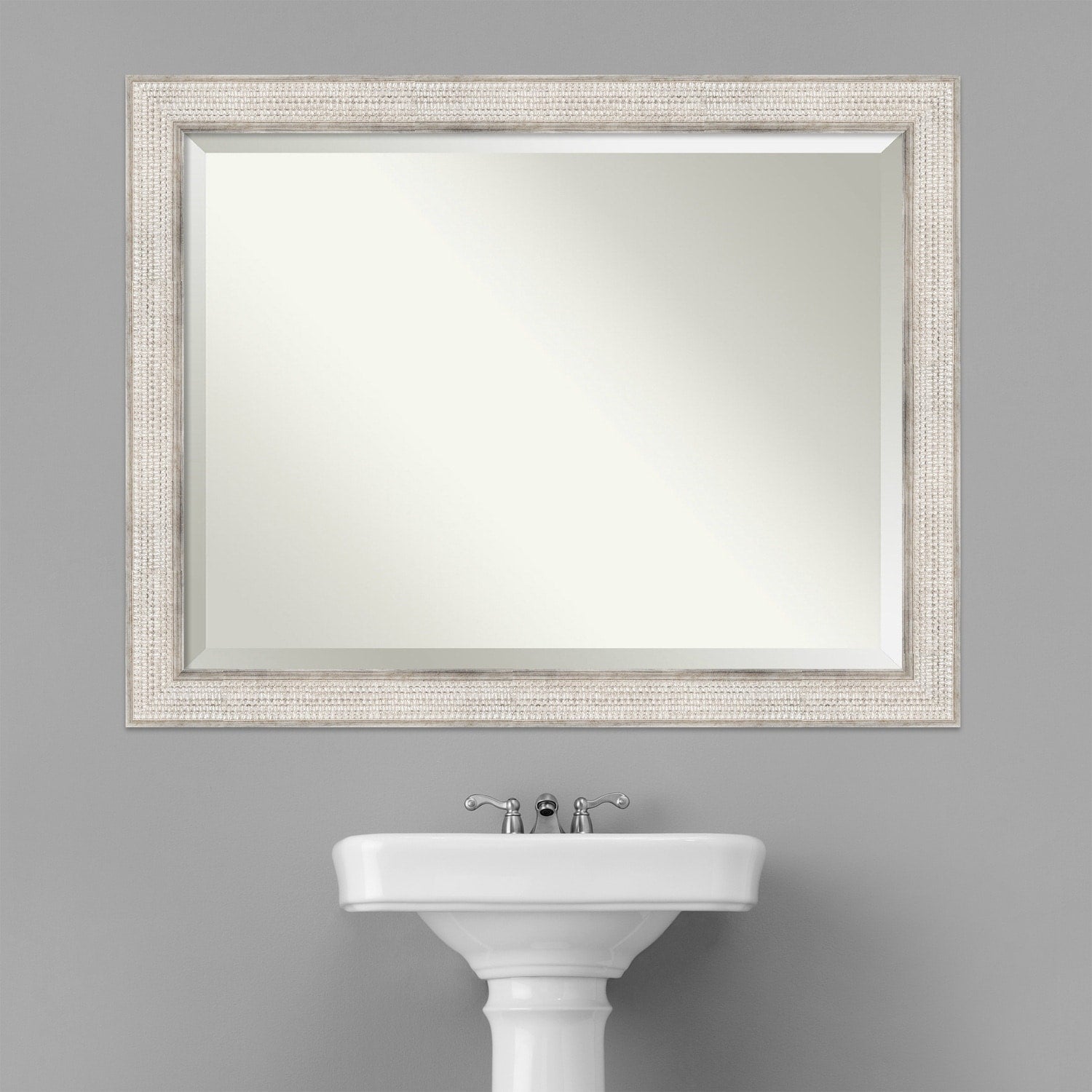 Specchio da parete per bagno in legno bisellato - Cornice Trellis Silver - Trellis Silver