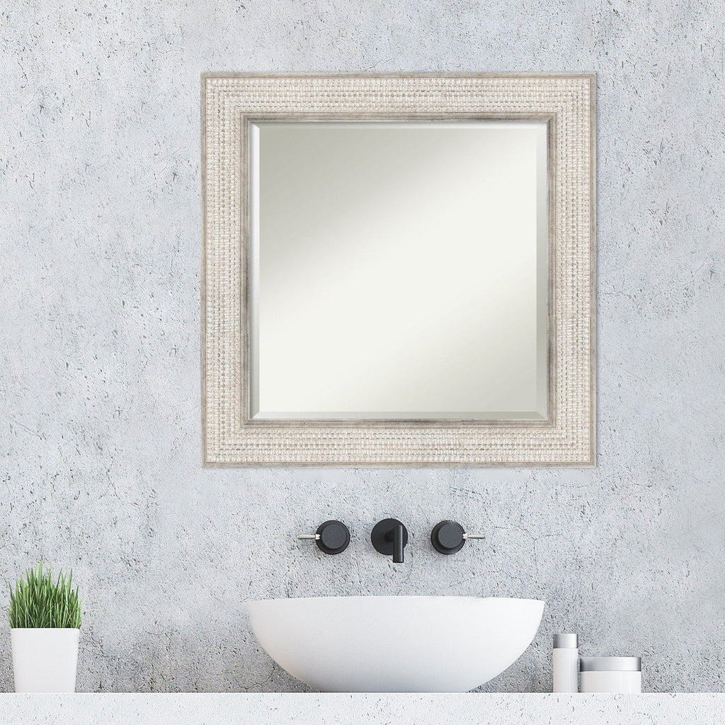 Specchio da parete per bagno in legno bisellato - Cornice Trellis Silver - Trellis Silver