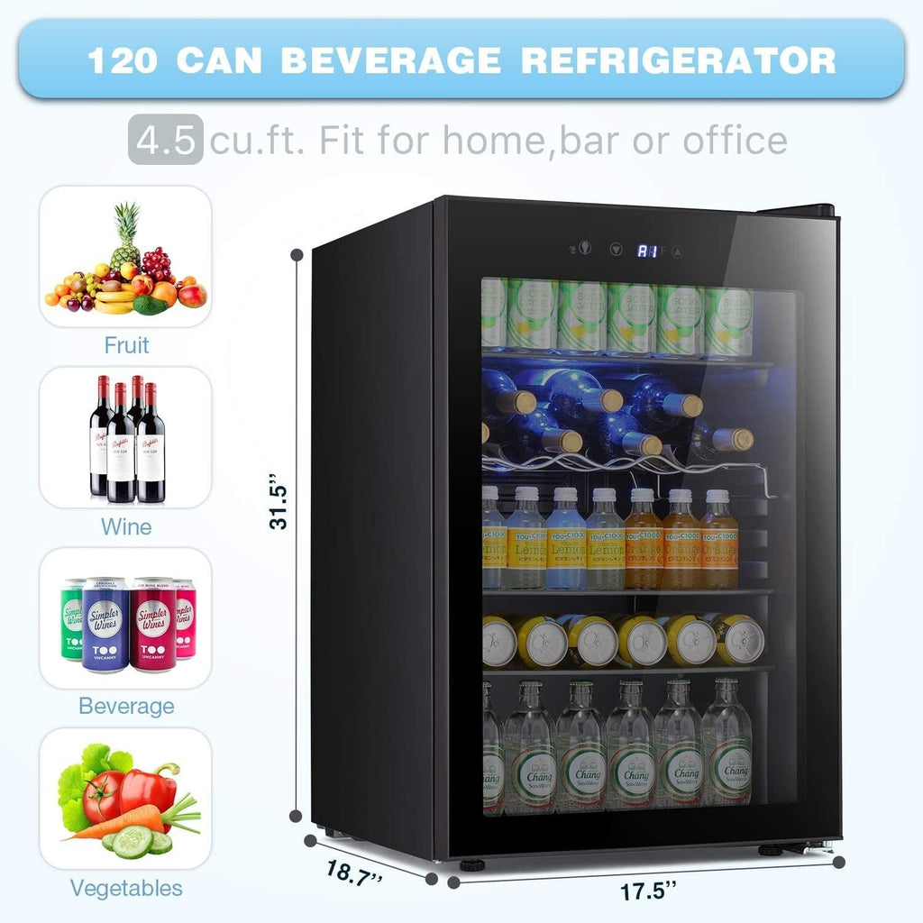 Cantinetta frigo da 4,4 piedi cubi con luci LED e pulsanti touch, ripiani rimovibili, meno di 38 dB