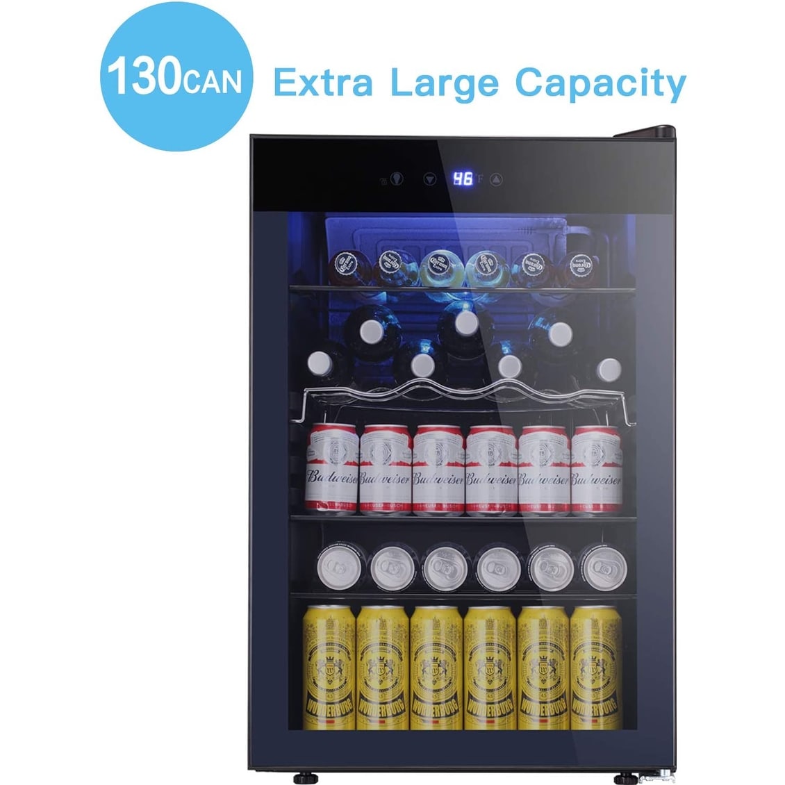 Cantinetta frigo da 4,4 piedi cubi con luci LED e pulsanti touch, ripiani rimovibili, meno di 38 dB
