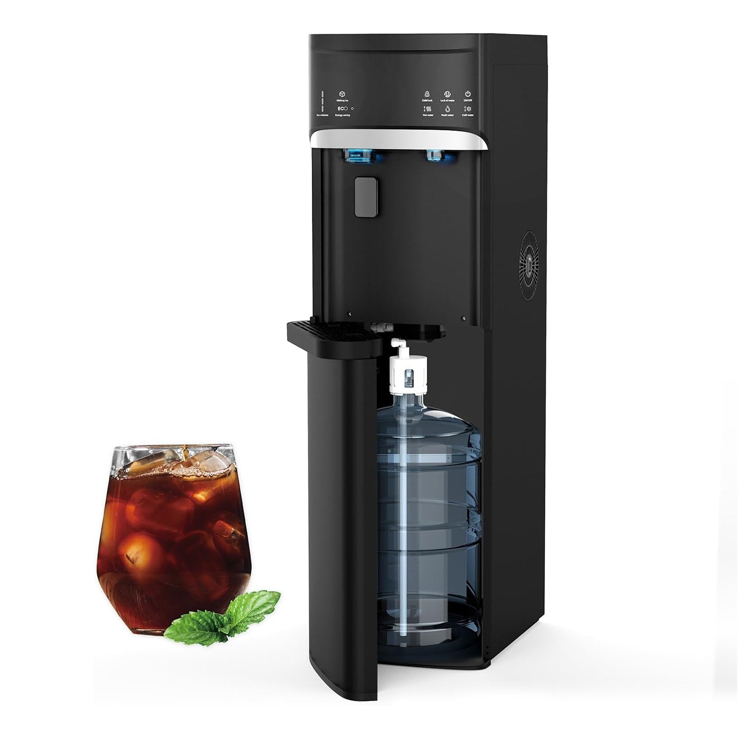 Distributori di acqua calda e fredda 3 in 1 neri con fabbricatore di ghiaccio