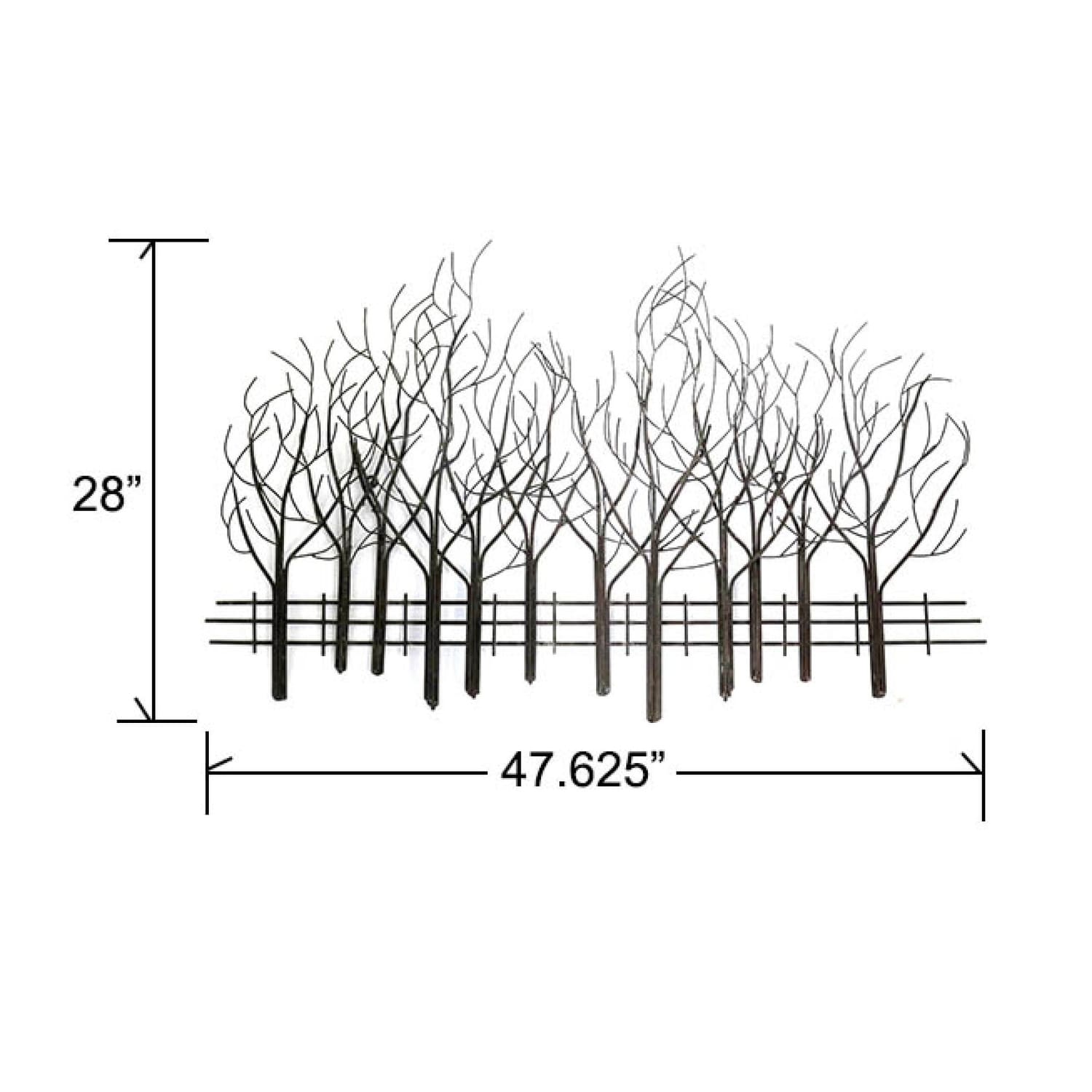 Decorazione da parete in metallo nero con campo di alberi