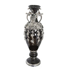 Splendido vaso con fioriera nera e argento, alto 35 pollici