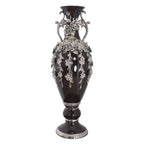 Splendido vaso con fioriera nera e argento, alto 35 pollici