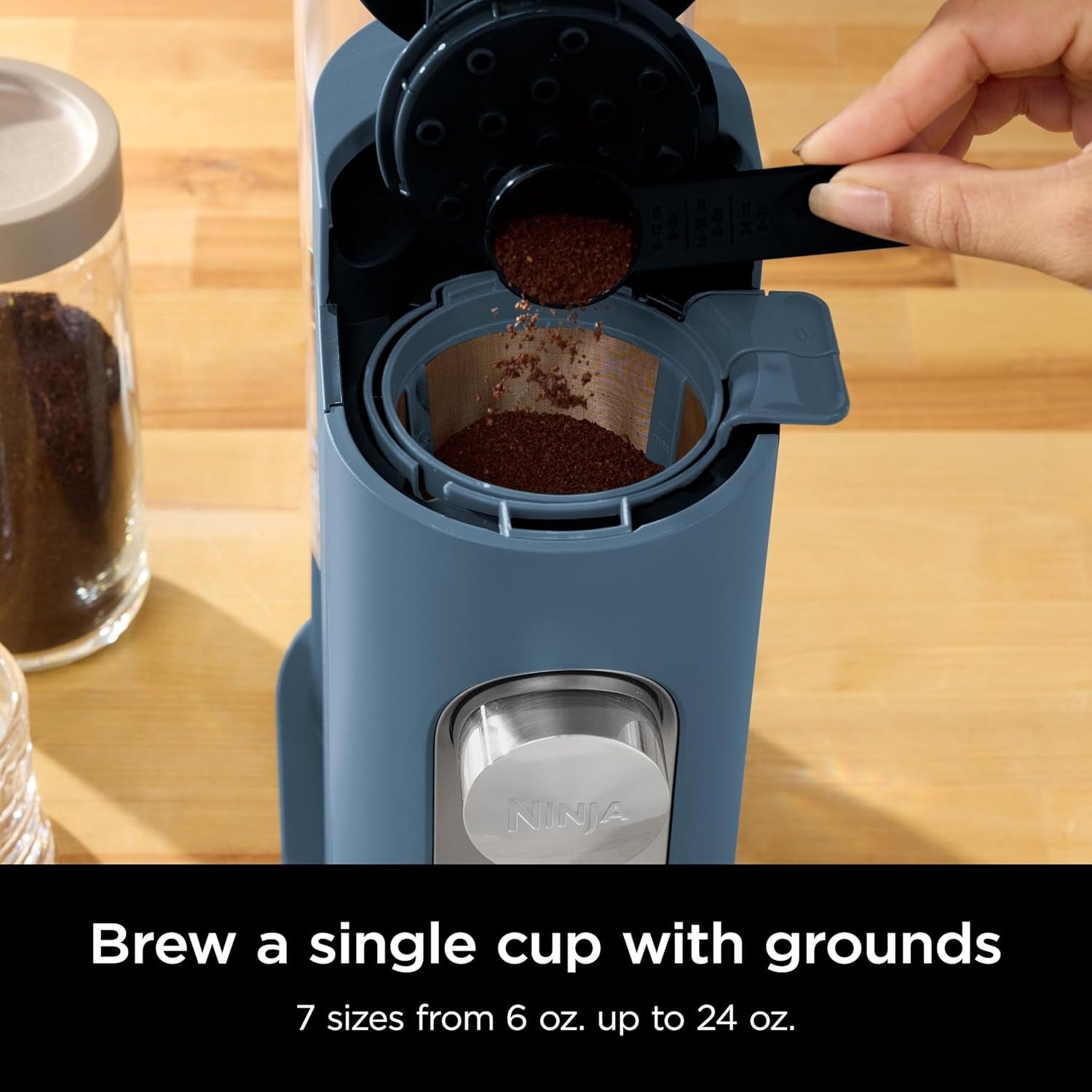 Macchina per caffè monodose blu, compatibile con K-Cup, serbatoio da 56 once, 6 formati di infusione da 24 once, compatta