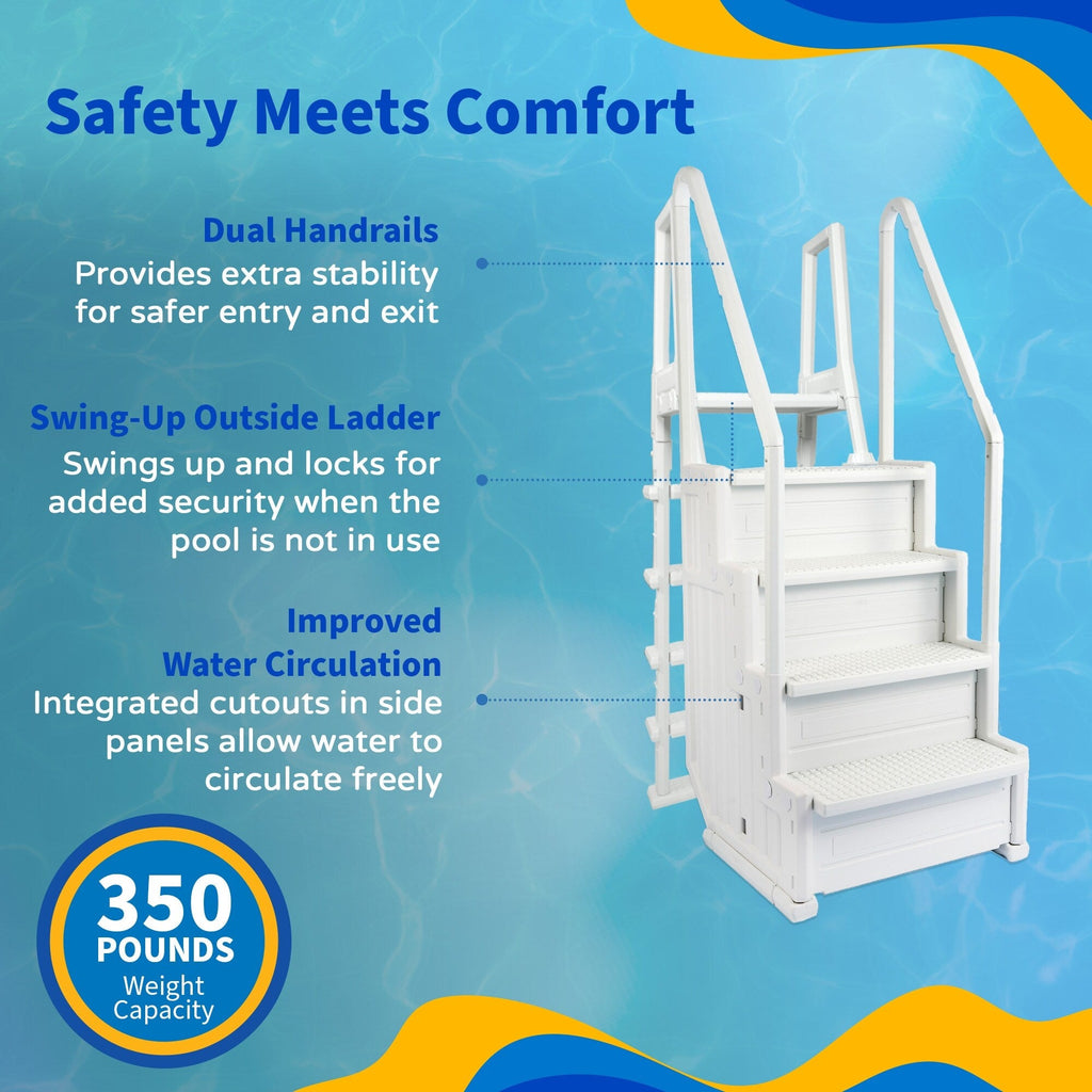 Blue Wave Easy Pool Step con scala esterna per piscine fuori terra - 32,5 pollici di larghezza x 56 pollici di profondità x 81 pollici di altezza