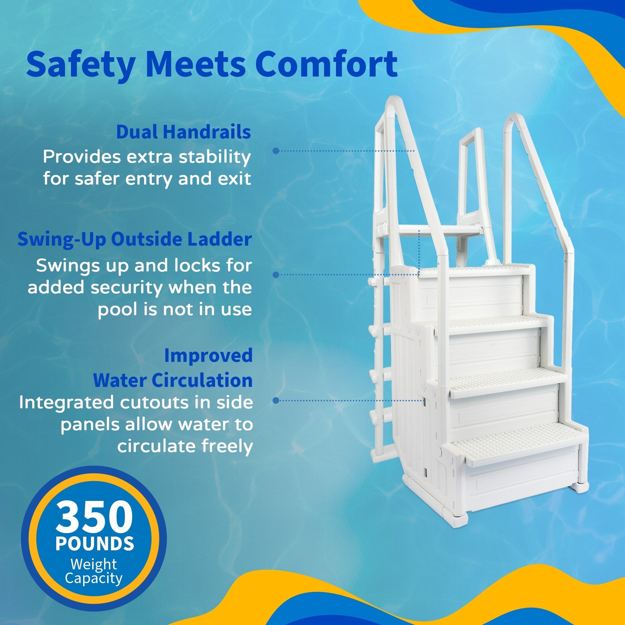 Blue Wave Easy Pool Step con scala esterna per piscine fuori terra - 32,5 pollici di larghezza x 56 pollici di profondità x 81 pollici di altezza