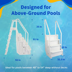 Blue Wave Easy Pool Step con scala esterna per piscine fuori terra - 32,5 pollici di larghezza x 56 pollici di profondità x 81 pollici di altezza