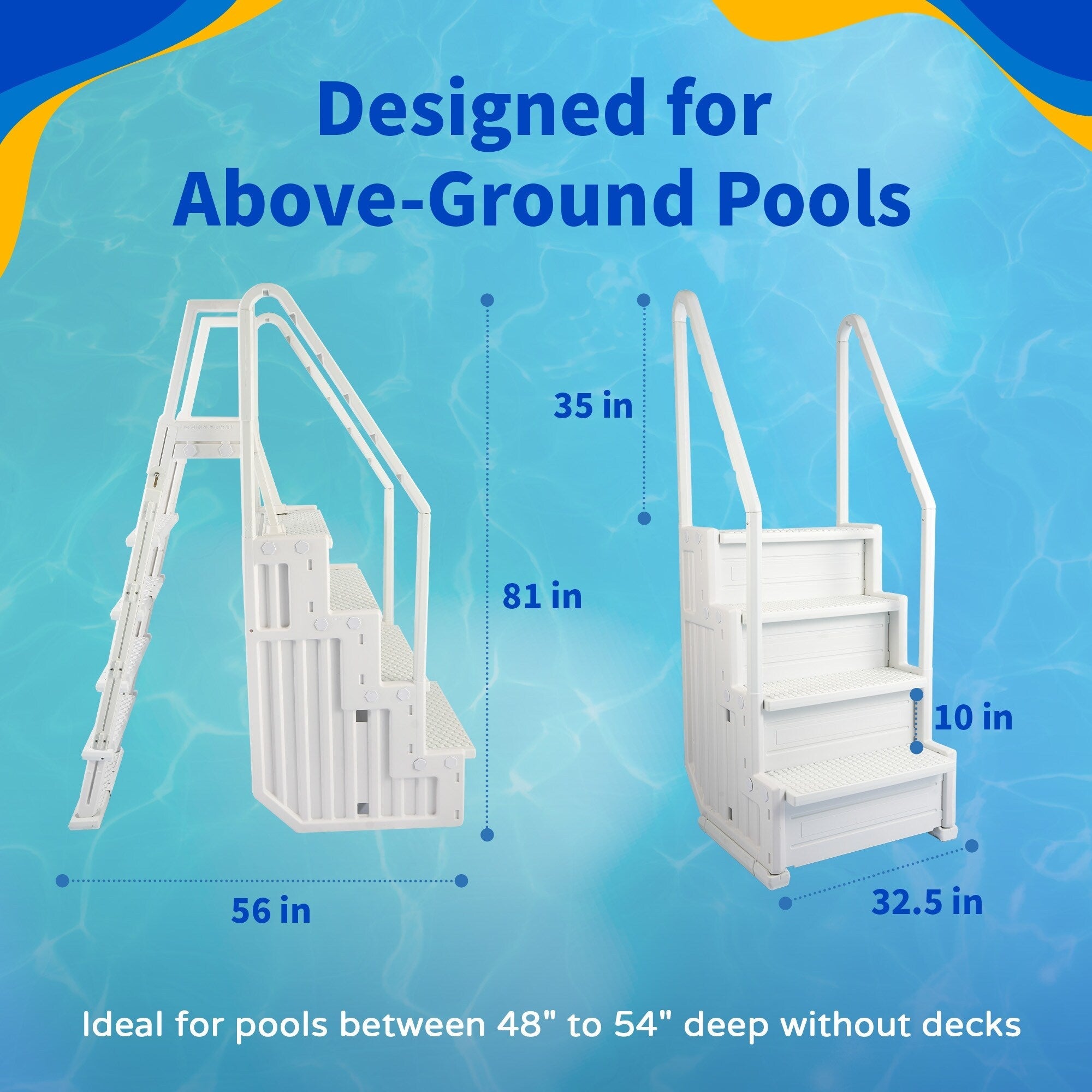 Blue Wave Easy Pool Step con scala esterna per piscine fuori terra - 32,5 pollici di larghezza x 56 pollici di profondità x 81 pollici di altezza