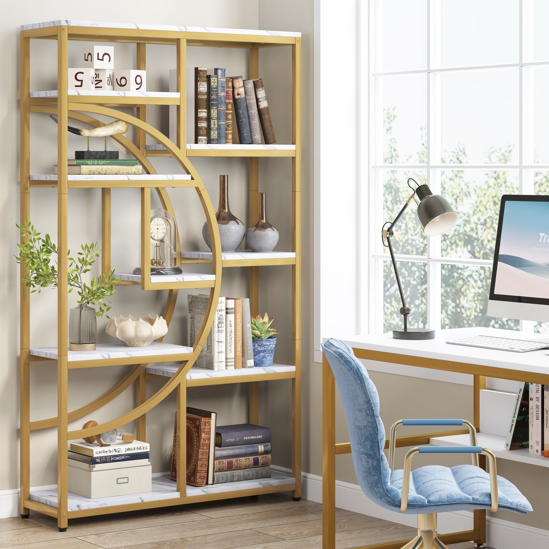 Libreria a 5 ripiani in stile industriale per camera da letto, soggiorno, ufficio domestico