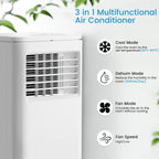 Bossin 8000BTU (Ashrae), 5000BTU (SACC) Condizionatori d'aria portatili 3 in 1 con telecomando, refrigeratore d'aria portatile Quiet Room - 880 V