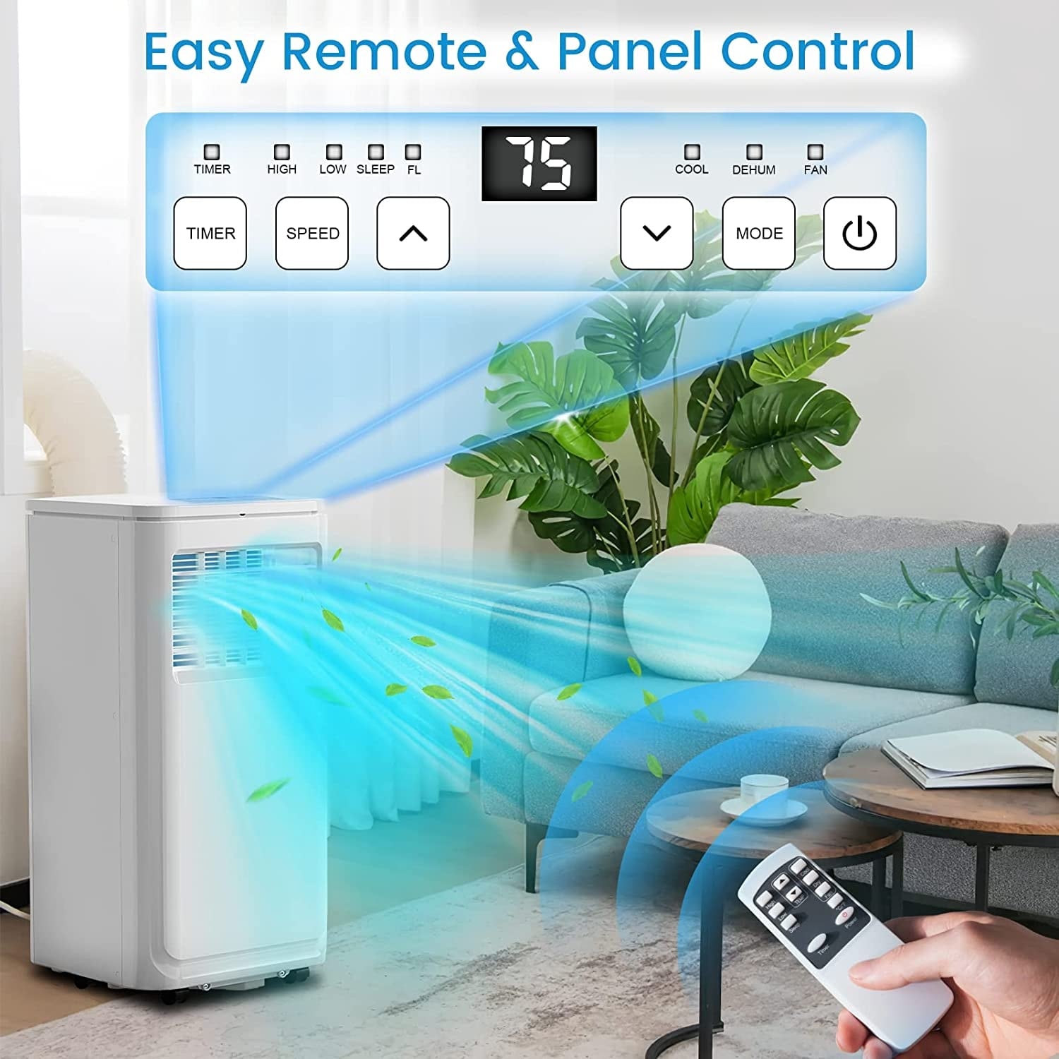 Bossin 8000BTU (Ashrae), 5000BTU (SACC) Condizionatori d'aria portatili 3 in 1 con telecomando, refrigeratore d'aria portatile Quiet Room - 880 V