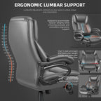 Sedia da ufficio Bossin Big and Tall Executive, sedia ergonomica con supporto lombare regolabile da 500 libbre, schienale alto in pelle PU per computer