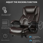 Sedia da ufficio Bossin Big and Tall Executive, sedia ergonomica con supporto lombare regolabile da 500 libbre, schienale alto in pelle PU per computer