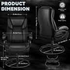 Sedia da ufficio Bossin Big and Tall Executive, sedia ergonomica con supporto lombare regolabile da 500 libbre, schienale alto in pelle PU per computer