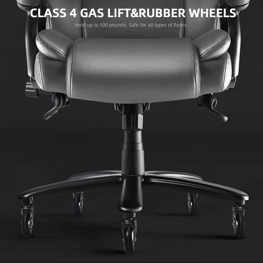Sedia da ufficio Bossin Big and Tall Executive, sedia ergonomica con supporto lombare regolabile da 500 libbre, schienale alto in pelle PU per computer